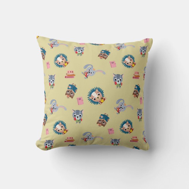 Cozy Back to School Throw Pillow (Front)