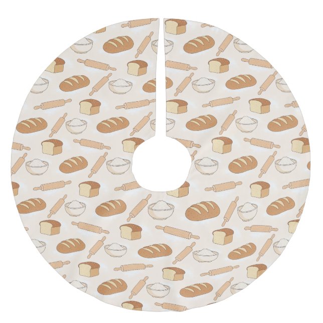 Cozy Baking Pattern Brushed Polyester Tree Skirt (Front)