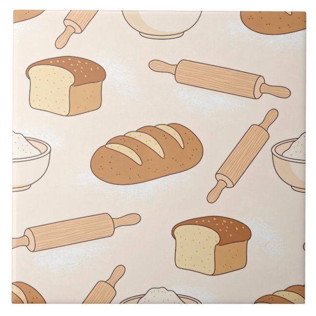 Cozy Baking Pattern Ceramic Tile (Front)
