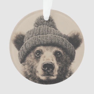 Cozy Bear in Beanie - Cute Winter Animal Ornament