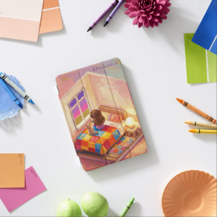 Cozy Bedroom Girl & Cat iPad Mini Cover