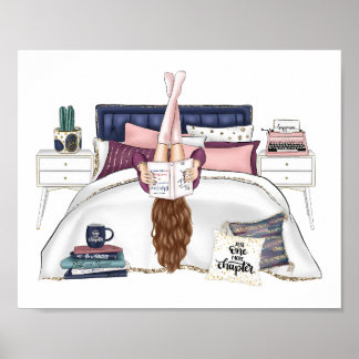 Cozy Bedroom Reading Scene Artwork for Book Lovers Poster