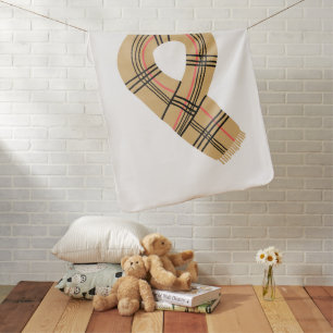 Cozy Beige Plaid Pattern Winter Scarf Baby Blanket
