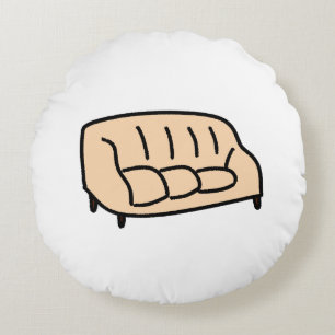 Cozy Beige Sofa Housewarming Gift Round Pillow