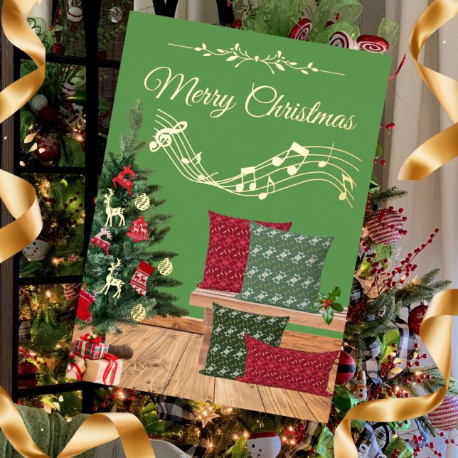 Cozy Bench Merry Christmas Foil Holiday Card (Creator Uploaded)