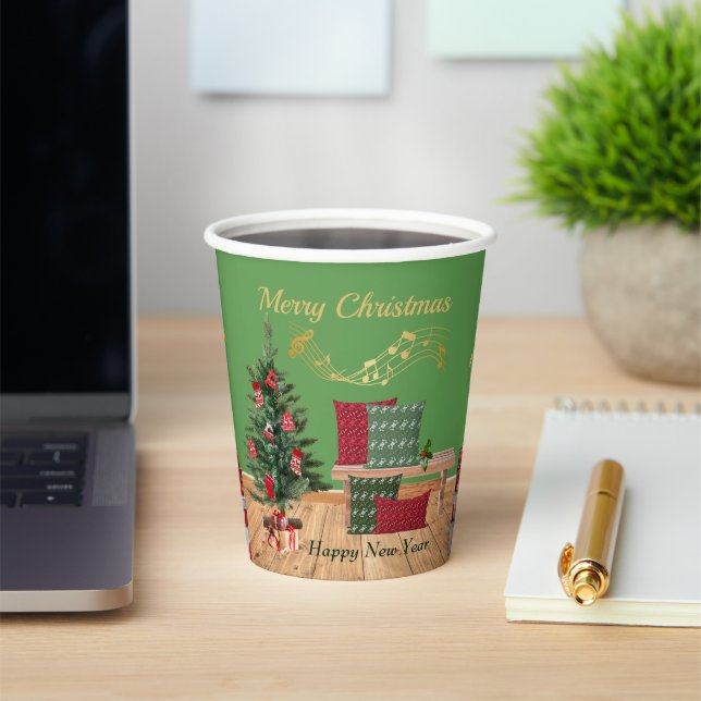 Cozy Bench Merry Christmas Paper cup (Insitu)