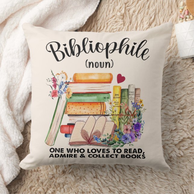 Cozy Bibliophile Definition Throw Pillow (Blanket)