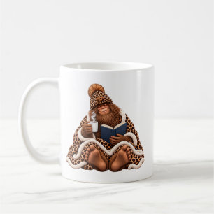 Cozy Bigfoot Reading with Coffee – Cute Sasquatch Mug
