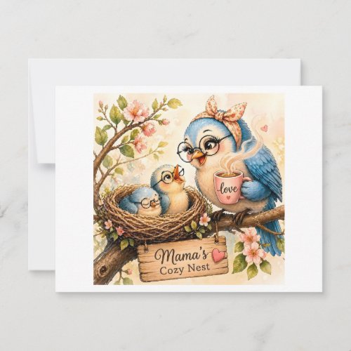Cozy Bird Family RSVP Card