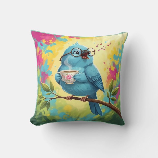 Cozy Bird Throw Pillow (Front)