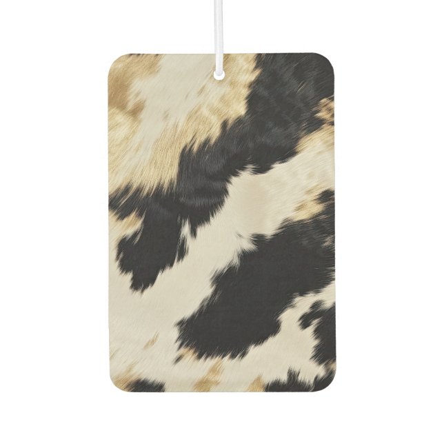 Cozy Black Cream Gold Southwest Cowhide Air Freshener (Front)