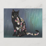 Cozy Black Daisy Cat Postcard at Zazzle