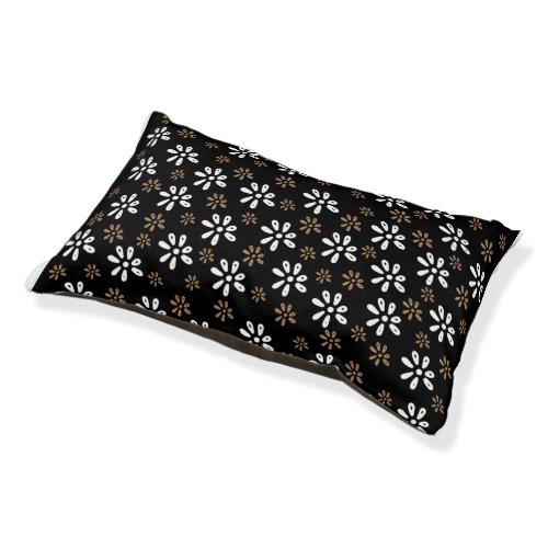 Cozy Black Flowers Pattern Cat Dog Bed