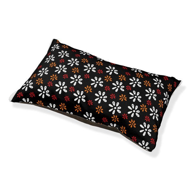Cozy Black Flowers Pattern Cat Dog Bed (Angled)