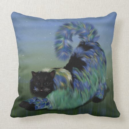 Cozy Black Fluffy Lillie Cat Throw Pillow
