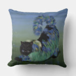 Cozy Black Fluffy Lillie Cat Throw Pillow at Zazzle