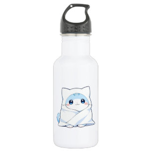 Cozy Blanket Kitten Kawaii Cute Cat Design Stainless Steel Water Bottle