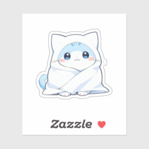 Cozy Blanket Kitten Kawaii Cute Cat Design Sticker