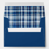 Cozy Blue and White Plaid Flannel Pattern Address Envelope (Back (Bottom))