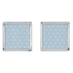 Cozy Blue Polka Dot Pattern, White Dotted Print Cufflinks