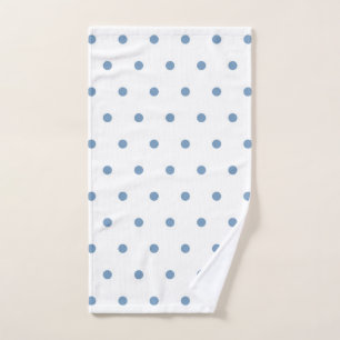 Cozy Blue Polka Dots White Background Pattern Hand Towel