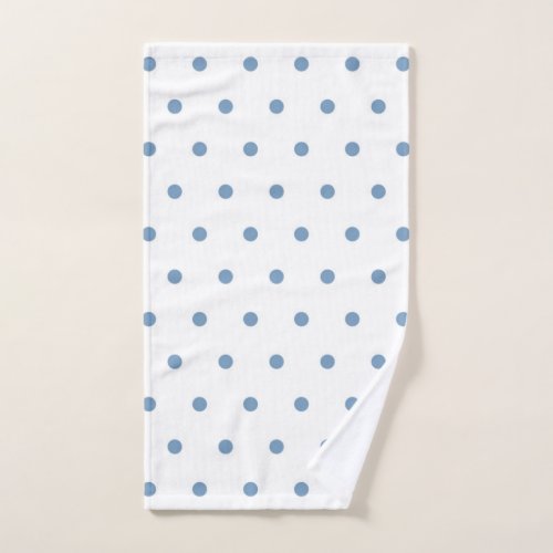 Cozy Blue Polka Dots White Background Pattern Hand Towel