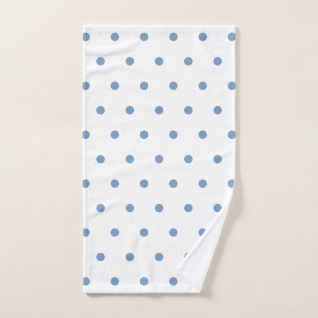 Cozy Blue Polka Dots White Background Pattern Hand Towel (Hand Towel)