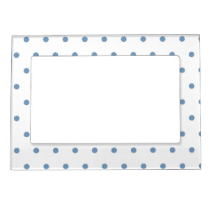 Cozy Blue Polka Dots White Background Pattern Magnetic Frame