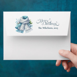 Cozy Blue Rustic Christmas Envelope