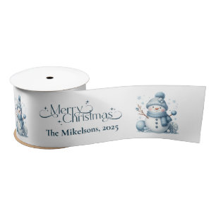 Cozy Blue Rustic Christmas Satin Ribbon