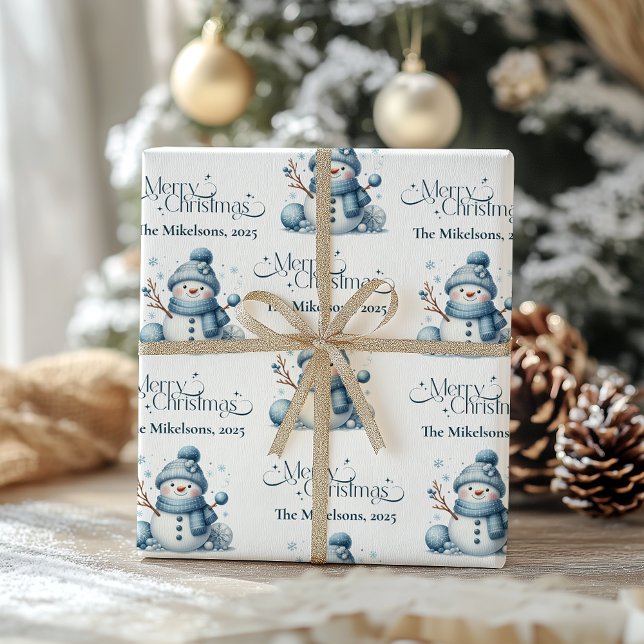 Cozy Blue Rustic Christmas  Wrapping Paper (Creator Uploaded)