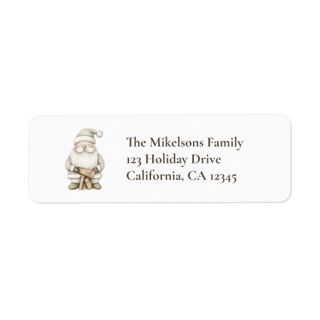 Cozy Blue Rustic Santa Address Label (Front)