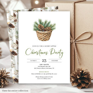 Cozy Bohemian Pine Wreath Minimalist Christmas Invitation