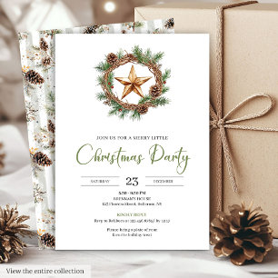 Cozy Bohemian Pine Wreath Minimalist Christmas Invitation
