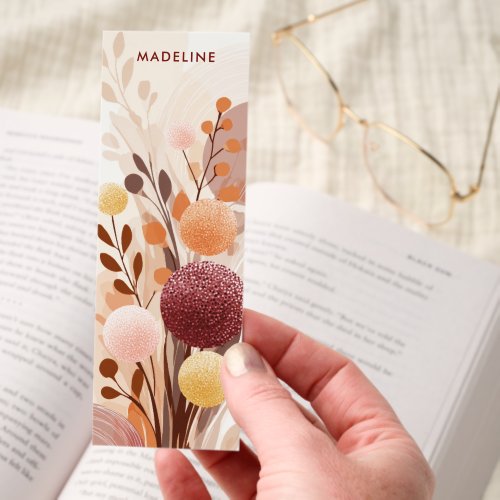 Pretty Bookmarks 4 Cozy Boho Abstract Floral Glitter Personalized Bookmarks
