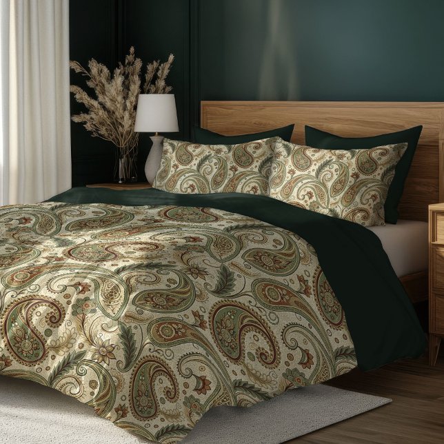 Cozy Boho Bedding with Earthy Paisley Print Duvet Cover (Cozy Boho Bedding with Earthy Paisley Print Duvet Cover)