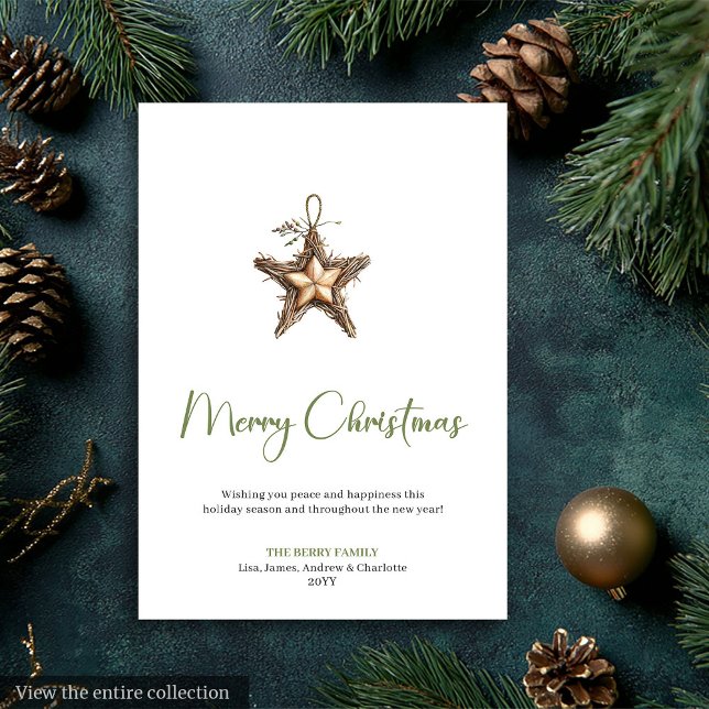 Cozy Boho Botanical Minimalist Holiday Greeting Card (Cozy Boho Botanical Minimalist Holiday Greeting)