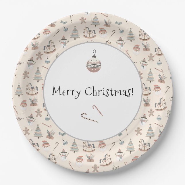 Cozy Boho Christmas Paper Plates (Front)