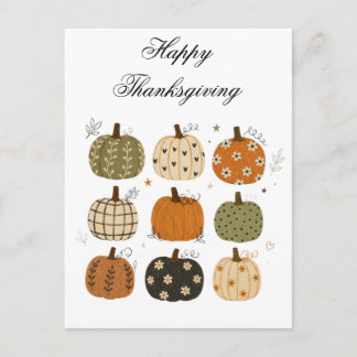 Cozy Boho Fall Pumpkins Collection Holiday Postcard