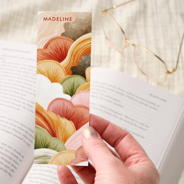 Cozy Boho Mushroom Forest Art Personalized Bookmarks (Hand)