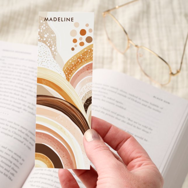 Cozy Boho Neutral Rainbow Abstract Personalized Bookmarks (Hand)