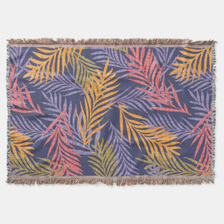 Cozy Boho Tropical Decor Blanket. Boho Palm Leaf Throw Blanket