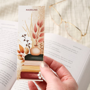Cozy Boho Vintage Books Dried Florals Personalized Bookmarks