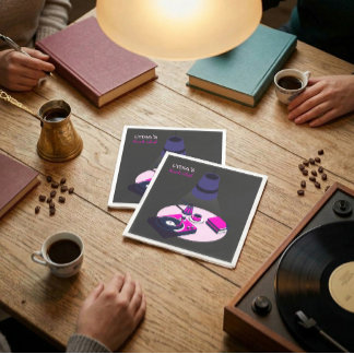 Cozy Book Club Vinyl Record Coffee Napkins