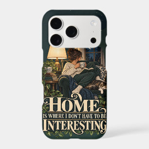 Cozy Book Lover Cat & Funny Introvert iPhone Case