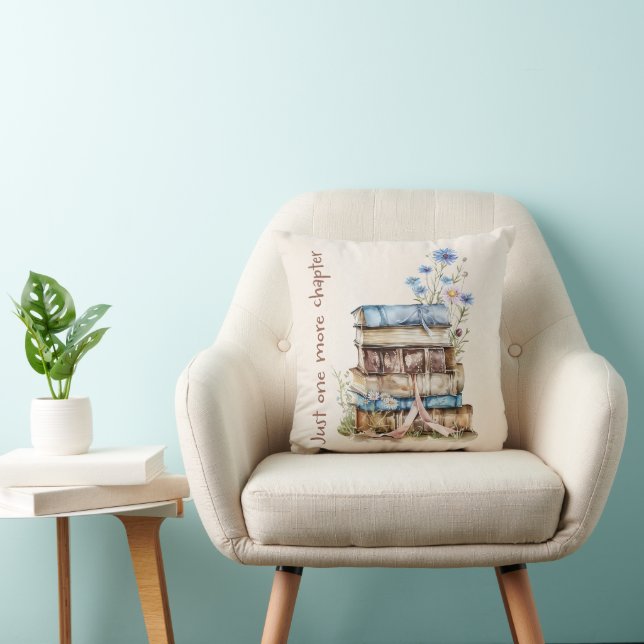 Cozy Book Lover Cushion with Soft Floral Design (Chair)