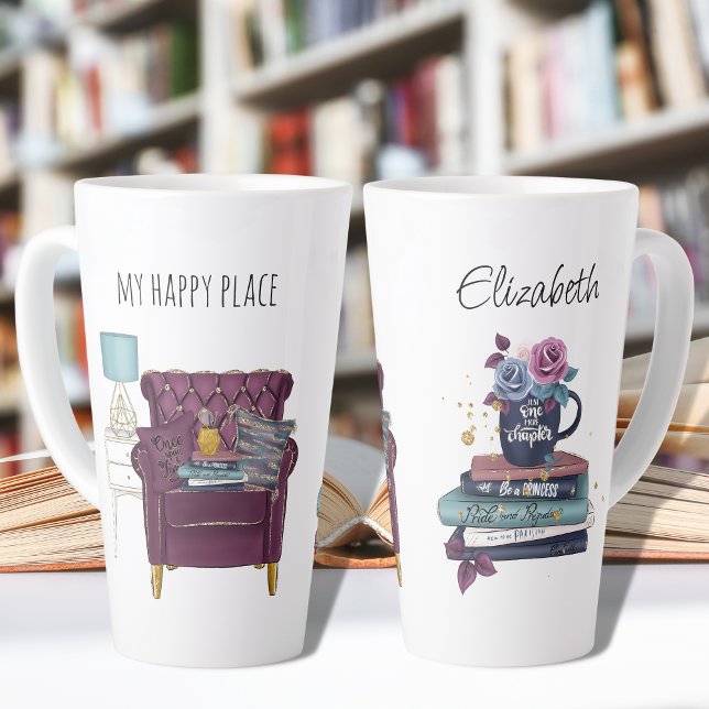 Cozy Book Lover Homebody Introvert Name Reading Latte Mug (Creator Uploaded)
