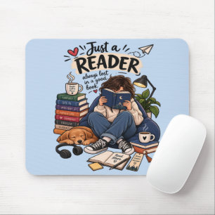 Cozy Book Lover Reading Illustration Mouse Pad
