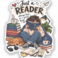 Sticker Room Cozy Book Lover Reading Illustration Sticker | Zazzle