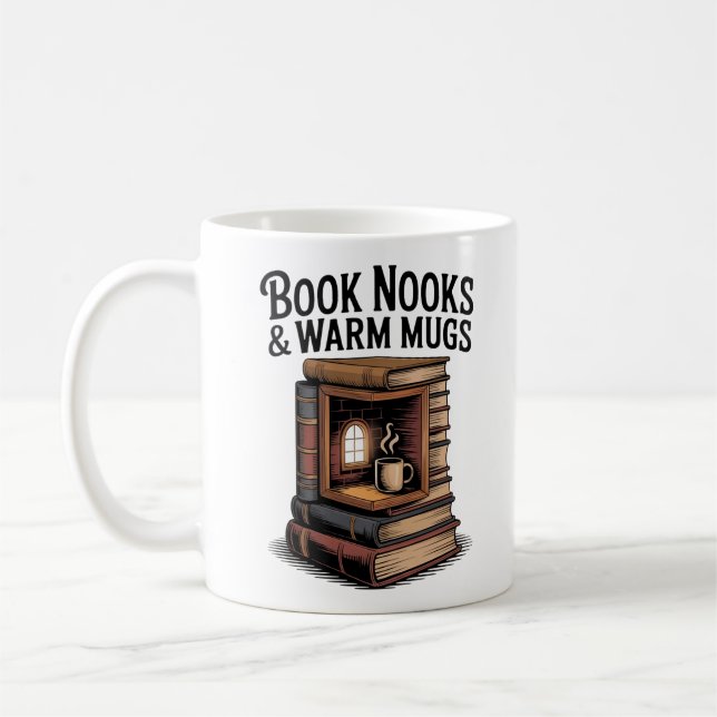 Cozy Book Nook and Steaming Mug Vintage (Left)